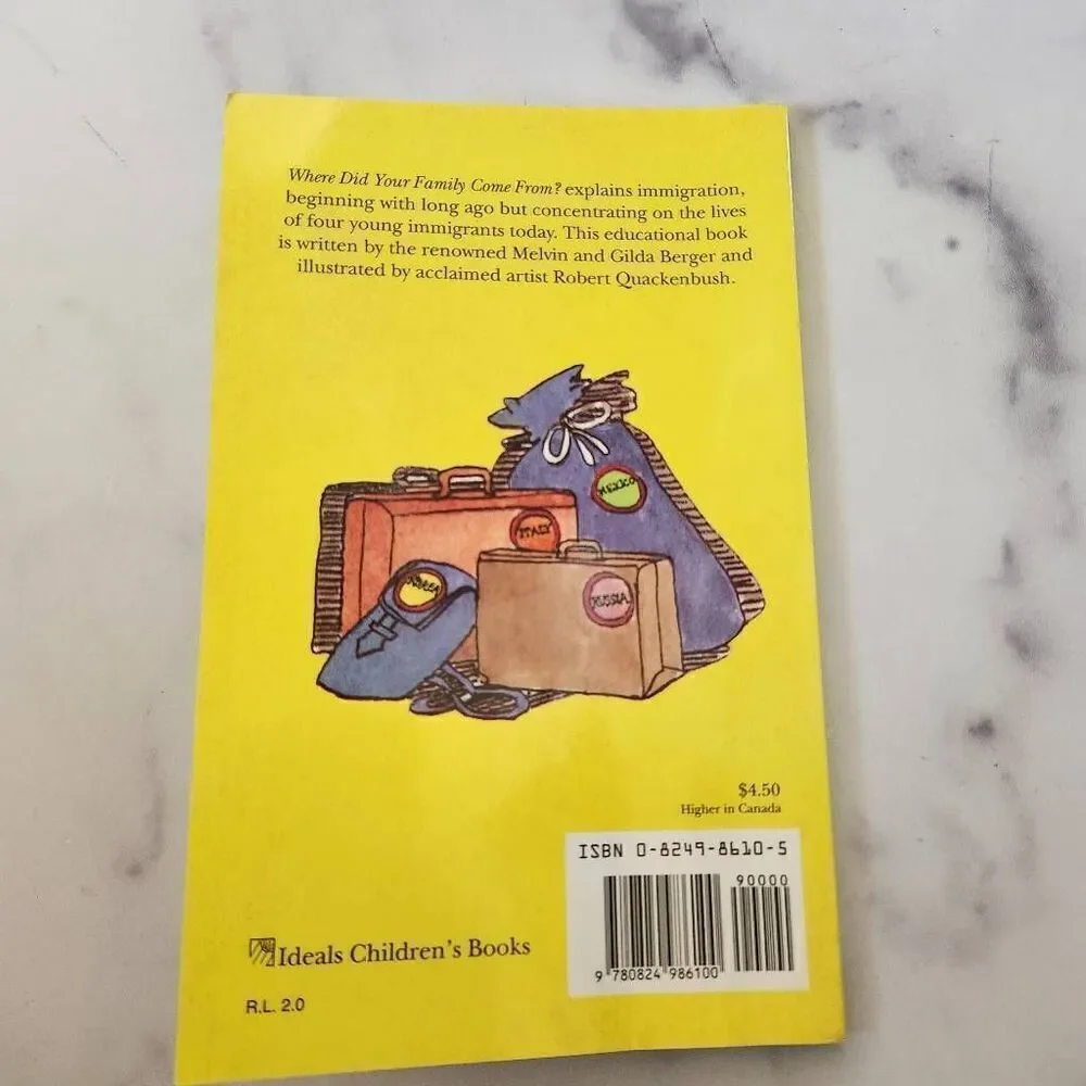 Where did your family come from? Immigration stories children's book educationa